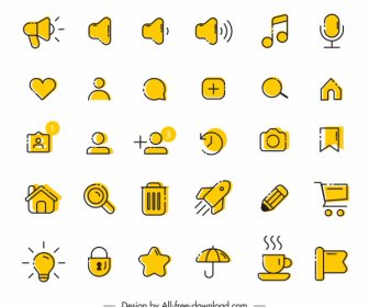 Digitale Anwendung Icons Sammlung Retro Flaches Design