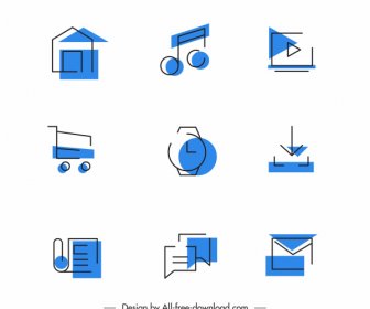 ícones De Aplicação Digital Esboço De Símbolos Clássicos Planos