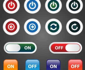 digital button sets various shiny shapes