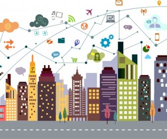 Komunikasi Digital Konsep Cakrawala Kota Dan Ui Gaya Desain