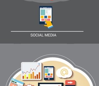 Иллюстрация цифровые значки для СМИ и бизнес инструменты