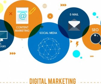 Digital Marketing Background Circles Ui Icons Decor
