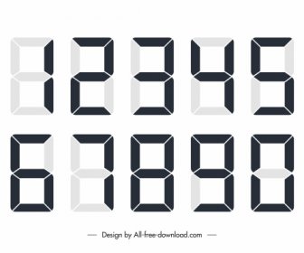 Digitale Zahlensymbole Flach Modern Schwarz Weiß