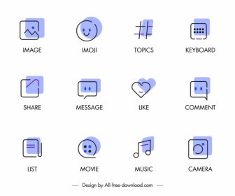 ícones Digitais De Interface Do Usuário Clássico Esboço Desenhado à Mão