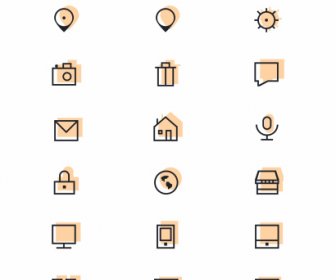 Iconos De Interfaz De Usuario Digital Contorno Plano Simple