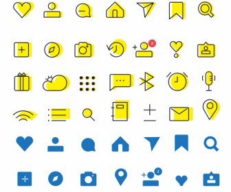 Digital User Interface Icons Collection Classic Flat Sketch