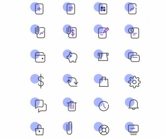 Digital User Interface Icons Collection Flat Handdrawn Sketch