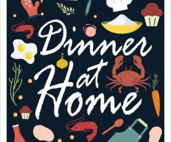 Dinner Background Various Ingredient Icons Decoration