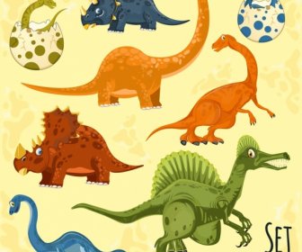 Dinosaurier-Hintergrund Farbige Cartoon Charaktere Dekor
