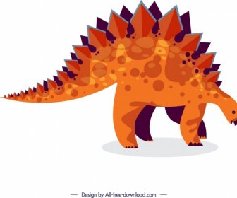 공룡 배경 Stegosaurus 아이콘 컬러 만화 스케치