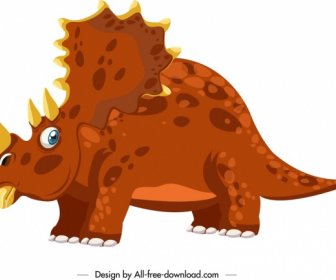 Dinosaurier-Hintergrund-Triceraptor-Symbol Farbig Zeichentrickfigur