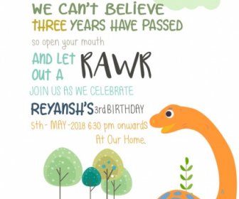 Invitación De Cumpleaños De Dinosaurio