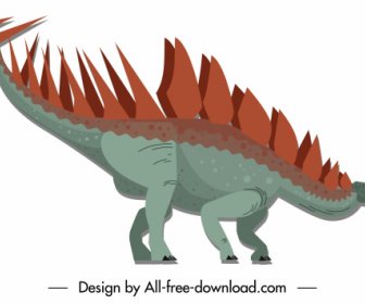 Dinosaurus Icon Stegosaurus Spesies Sketsa Karakter Kartun Sketsa
