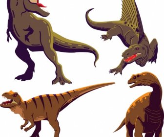 ícones De Dinossauro T Rex Dimetrodon Metriacanthosaurus Apatossauro Esboçar