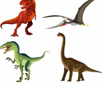 Dinosaurier Symbole Tyrannousaurus Pteranodon Apatosaurus Suchominus Skizze