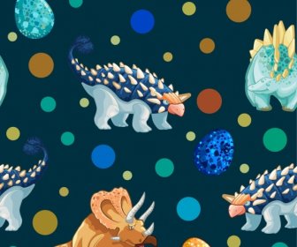 Dinosaurs Pattern Colorful Repeating Decor