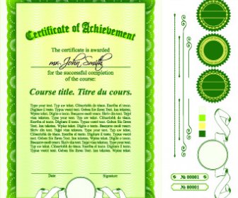 Diploma Certificato Modello E Ornamenti Vettoriale