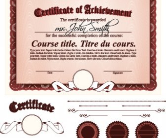 Diploma Certificate Template And Ornaments Vector
