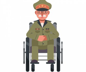 Desactivar El Boceto De Dibujos Animados Del Icono Del Ex Militar