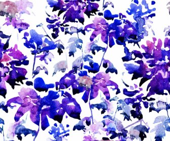 Disarray Watercolor Flowers Vector Seamless Pattern