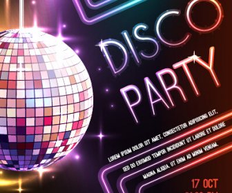 Disco Night Party Neon Background Vector