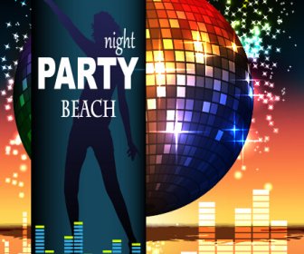 Noche Disco Party Neon Background Vector