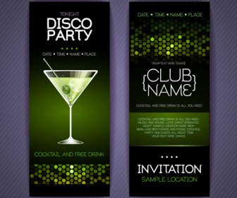 Disco Party Night Invitation Cards Vector
