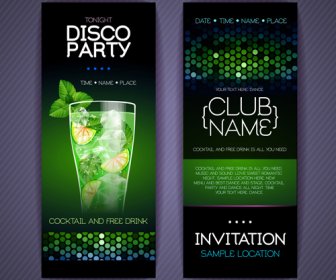 Disco Party Night Invitation Cards Vector