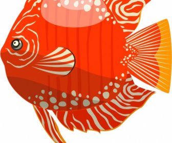 铁饼鱼图标红色平面设计