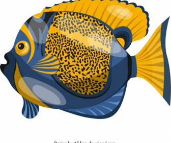 Diskus Ikon Ikan Mengkilap Desain Datar Warna-warni