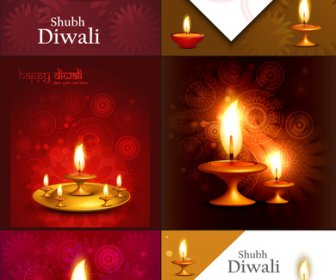 Diwali Colorfu Card Collection Decorativel Background Vector