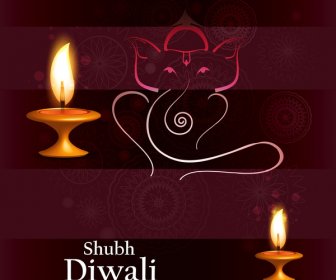 Diwali Colorfu Carte Decorativel Fond Vecteur