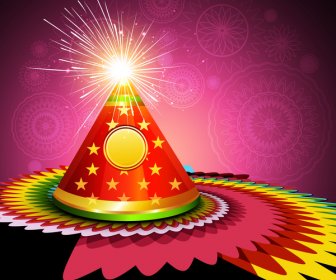 Diwali Kerupuk Hindu Festival Terang Floral Vector Desain
