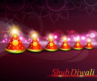 Diwali Crackers Hindu Festival Bright Colorful Vector Design