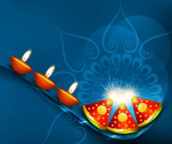 Diwali Crackers Hindu Festival Bright Colorful Vector Design