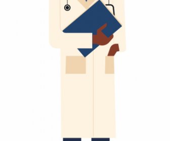 Значок врача цветной плоский эскиз мультфильма эскиз персонажа