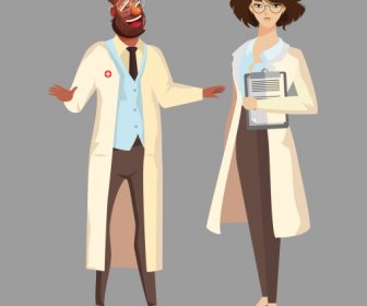 Doctors Icons Man Woman Sketch Cartoon Characters
