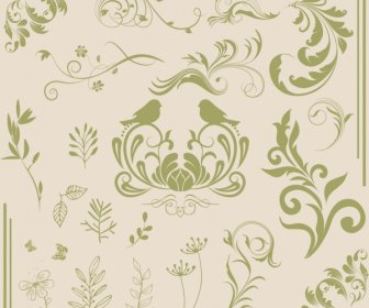 文書の装飾デザイン要素古典花鳥パターン