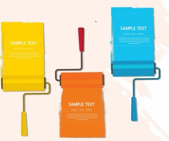 Document Decoration Design Elements Colorful Painting Roller Icons
