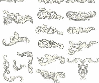 Documentos Elementos Decorativos Preto Branco Elegante Esboço Curvo