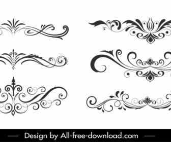 Document Decorative Elements Classical Symmetrical Curves Sketch