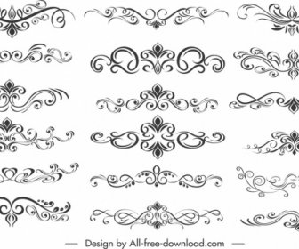 Document Decorative Elements Collection Classical Elegant Symmetric Curves