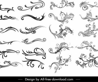 Document Decorative Elements Collection Elegant Curved Shapes