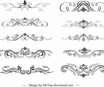 Document Decorative Elements Elegant Classical Symmetric Swirl Sketch