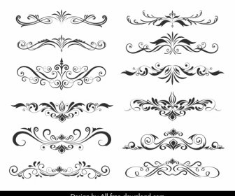 документ декоративных элементов элегантных классических симметричных кривых