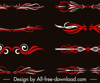 Document Decorative Elements Elegant Red White Symmetric Curves