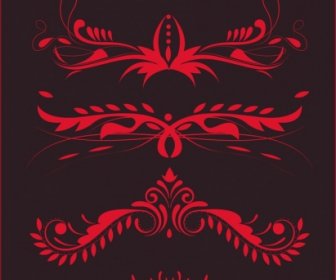 Document éléments Décoratifs Rouge Courbes Symétriques Croquis
