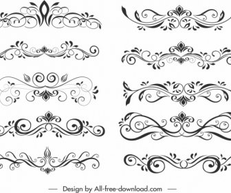 Document Decorative Elements Templates Elegant Classical Symmetrical Curves