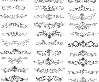 Conjunto De Documentos Modelos Decorativos Elegante Formas Curvas Simétricas