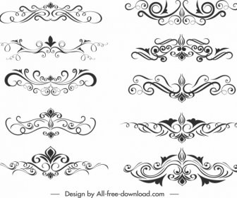 Шаблоны элементов дизайна документа элегантный классический симметричный завиток